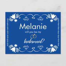Tarjeta de propuesta Papel Picado Blue Bridesmaid
