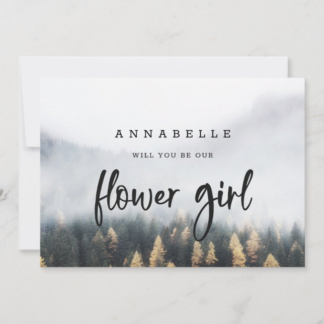 Tarjeta de propuesta para dama de flores de pino d (Anverso)