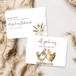 Tarjeta de propuesta para dama de honor de pollo r