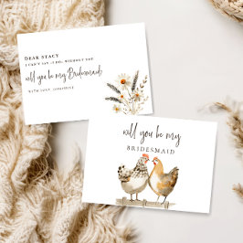 Tarjeta de propuesta para dama de honor de pollo r