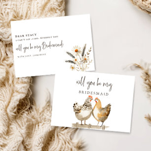Tarjeta de propuesta para dama de honor de pollo r