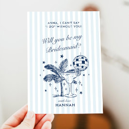Tarjeta de propuesta para dama de honor gris vinta