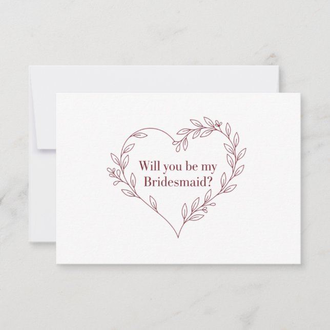 Tarjeta de propuesta para dama de honor minimalist (Anverso)