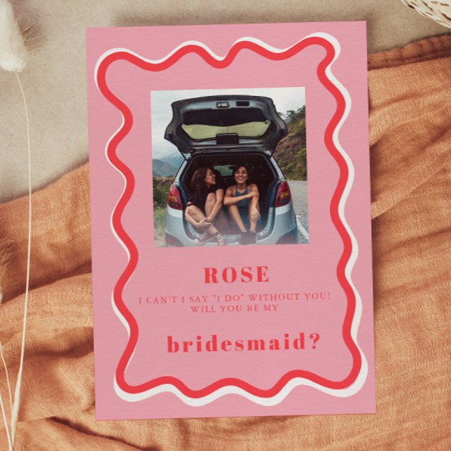Tarjeta de propuesta para dama de honor rosa retro (Subido por el creador)