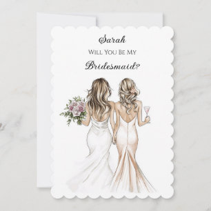 Tarjeta de Propuesta para Damas de Honor Blush Pas