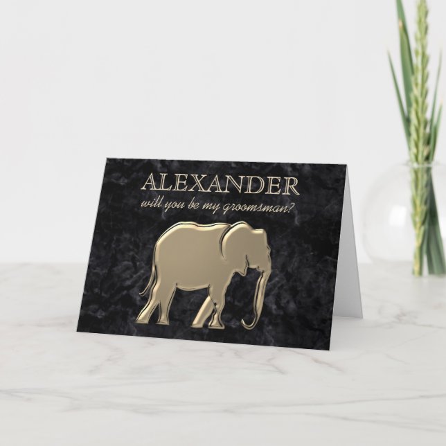 Tarjeta de propuesta para elefante de oro de mármo (Anverso)
