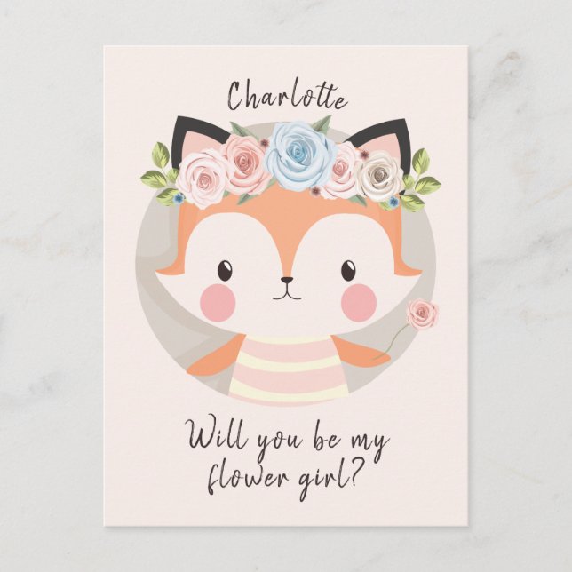 Tarjeta de propuesta para jovencita de flores de F (Anverso)