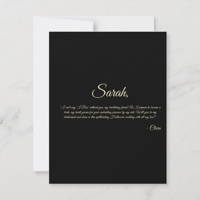 Tarjeta de propuesta para la criada de novias de H (Reverso)