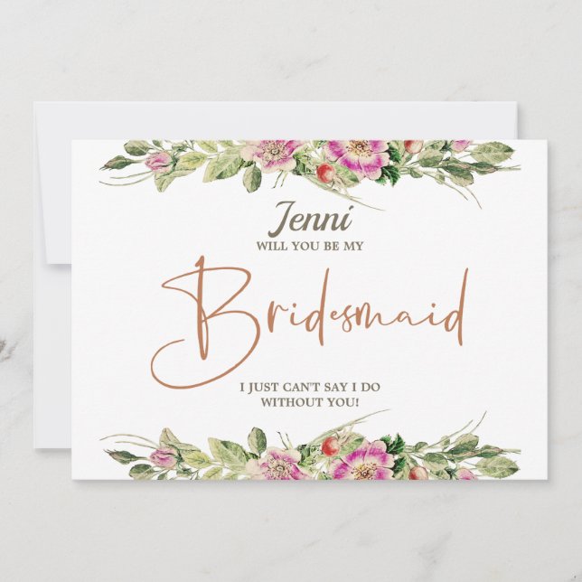 Tarjeta de propuesta para la dama de honor floral  (Anverso)