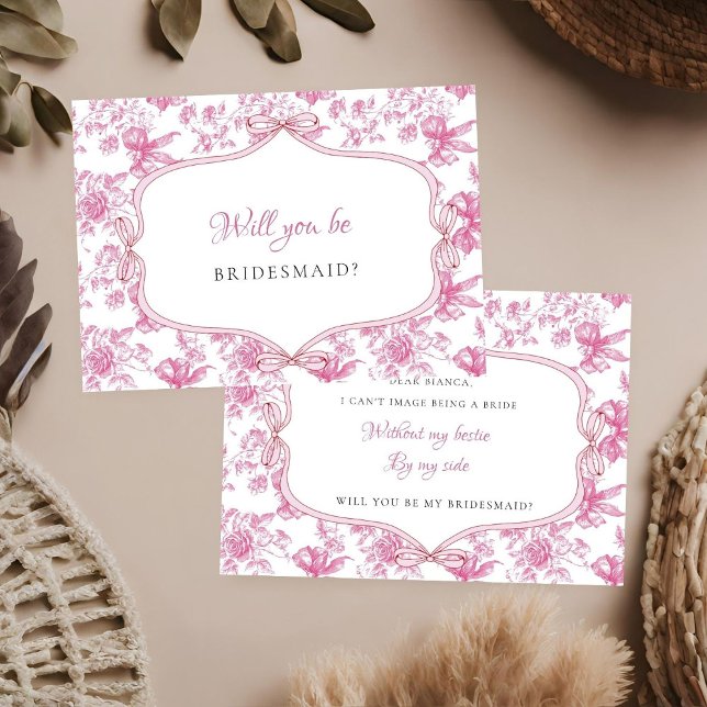 Tarjeta de propuesta para las damas de honor rosad (Subido por el creador)
