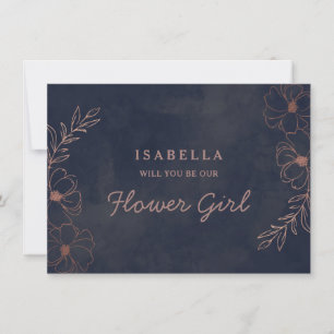 Tarjeta de propuesta para niña de las flores azul 