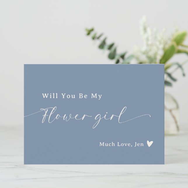 Tarjeta de propuesta para niña de las flores en az (Anverso de pie)
