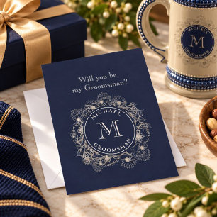 Tarjeta de propuesta para padrino de boda azul mar