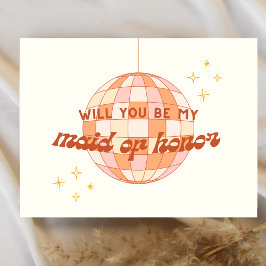 Tarjeta de propuesta Retro 70 Disco Maid of Honor