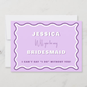 Tarjeta de propuesta Retro Wavy Purple Photo Bride