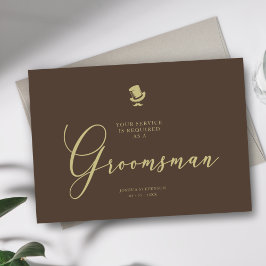 Tarjeta de propuesta simple Boda de Moda Groomsman