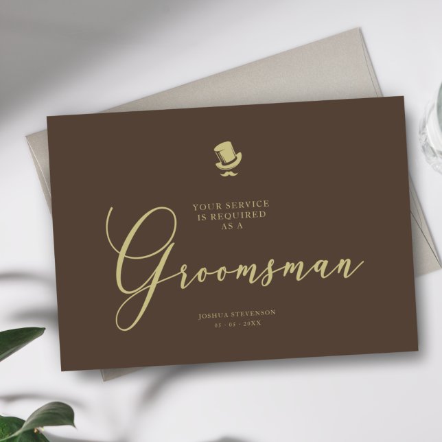 Tarjeta de propuesta simple Boda de Moda Groomsman (Subido por el creador)
