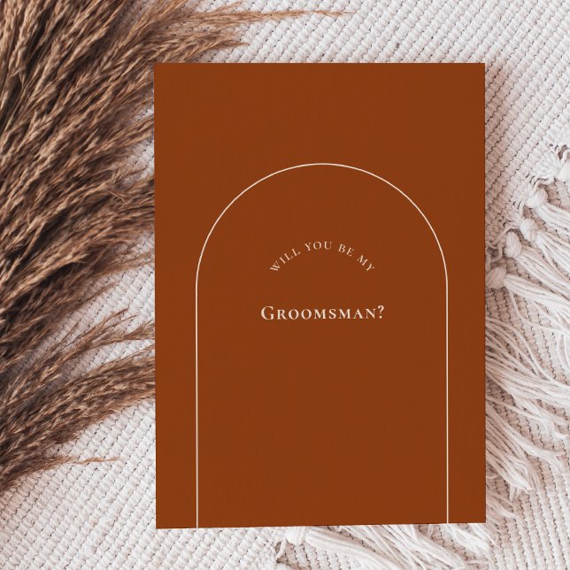 Tarjeta de propuesta simple Boho Terracotta Grooms (Subido por el creador)