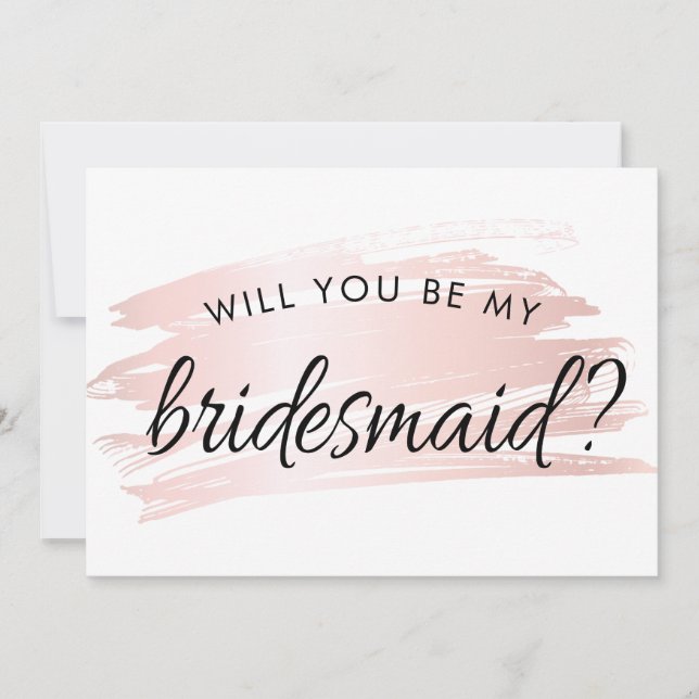 Tarjeta de propuesta simple Rubor Pink Bridesmaid (Anverso)