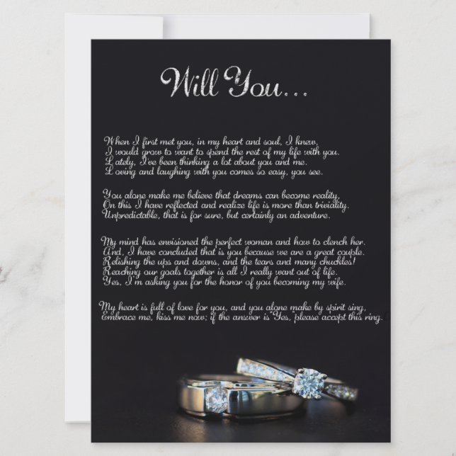 Tarjeta de propuesta "Will You Maree Me" (Anverso)