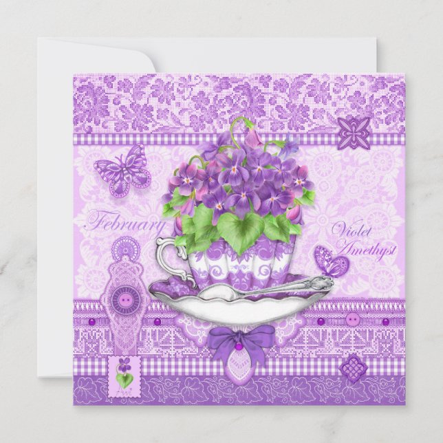 Tarjeta de prueba de natalidad Flower and Gem Febr (Anverso)
