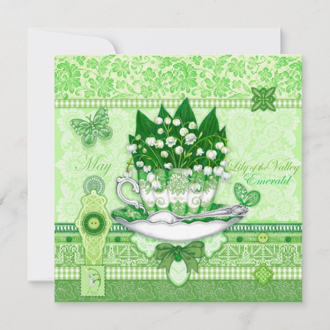 Tarjeta de prueba de natalidad Flower and Gem May  (Anverso)