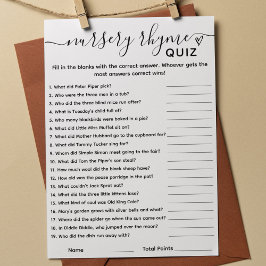 Tarjeta de prueba Rhyme de juegos de Baby Shower