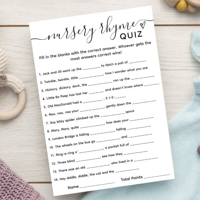 Tarjeta de prueba Rhyme de juegos de Baby Shower (Subido por el creador)