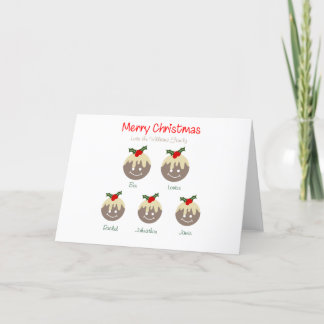 Tarjeta de pudín de Navidades familiares personali