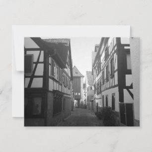 Tarjeta de pueblo alemán en blanco y negro