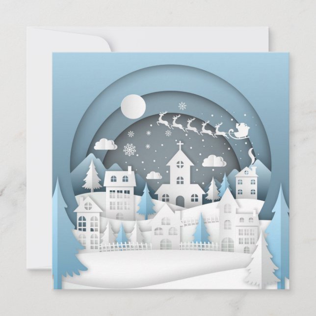 Tarjeta de pueblo navideño (Anverso)