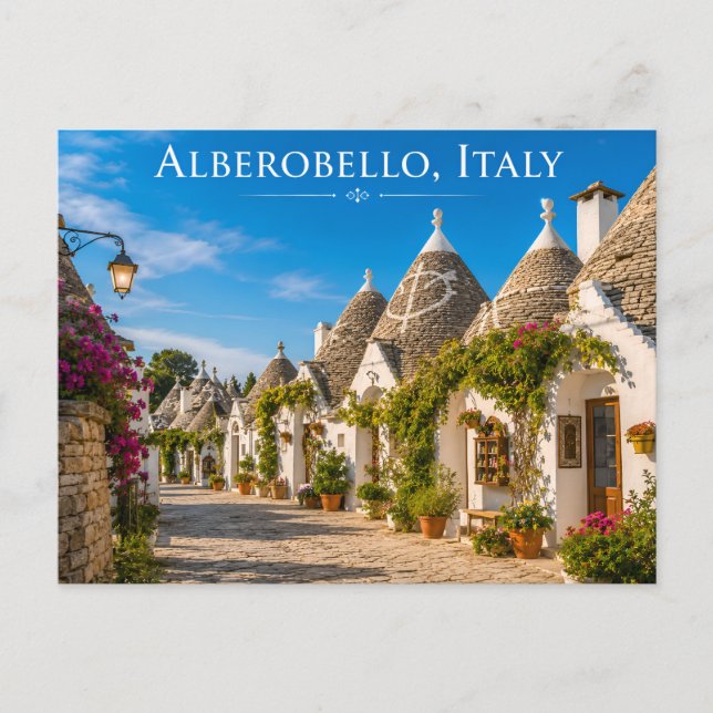 Tarjeta de Pueblo Soleado Casas Trulli (Anverso)