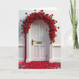 Tarjeta de Puerta Rosas Rojas Minimalista