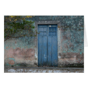 tarjeta de puertas azul