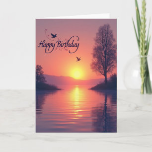 Tarjeta de puesta de sol dorada pacífica