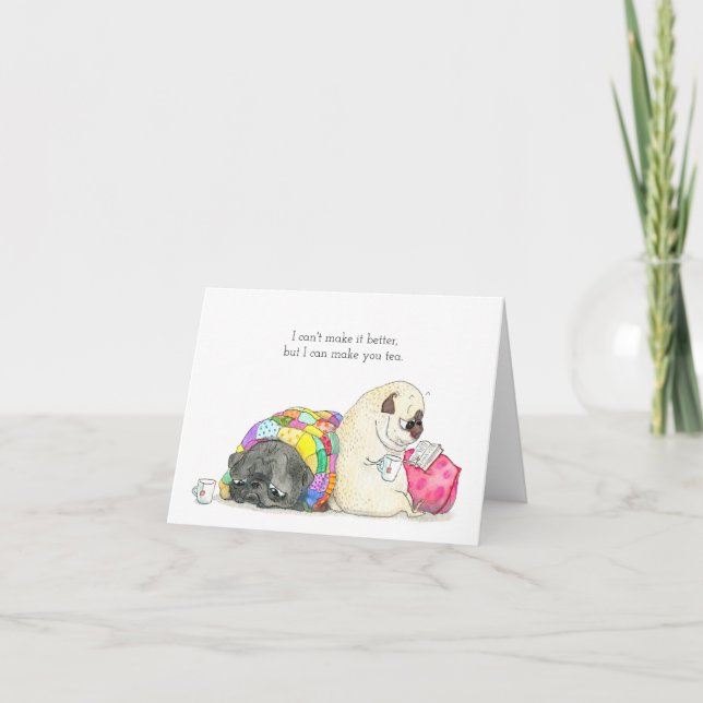 Tarjeta de pug de té y simpatía (Anverso)