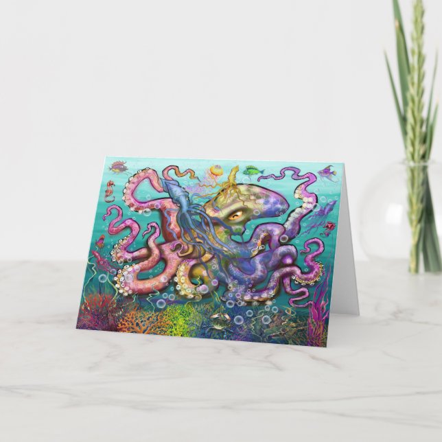 Tarjeta de pulpo en arco iris (Anverso)