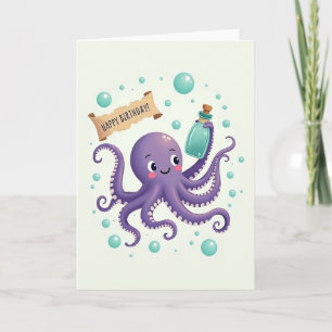 Tarjeta de Pulpo Púrpura Alegre