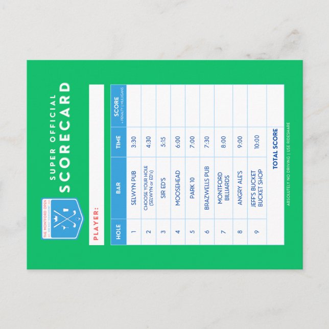 tarjeta de puntuación (Anverso)