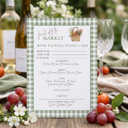 Tarjeta de puntuación de cata de vino de Gingham M