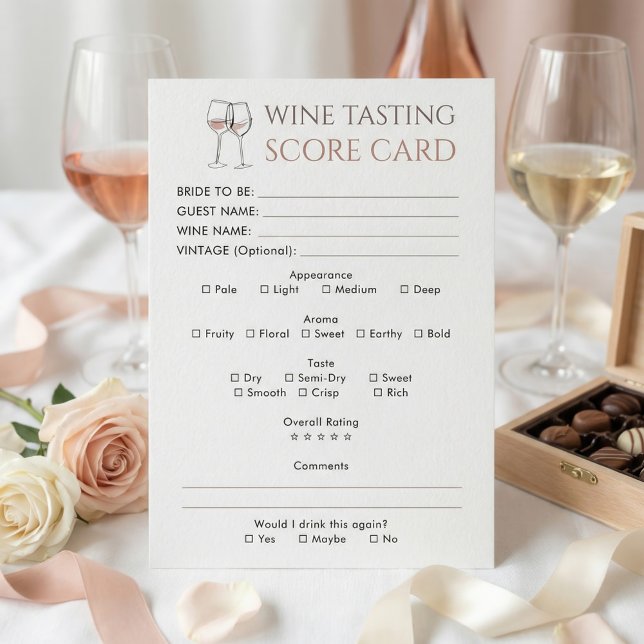 Tarjeta de puntuación de cata de vino para despedi (Subido por el creador)