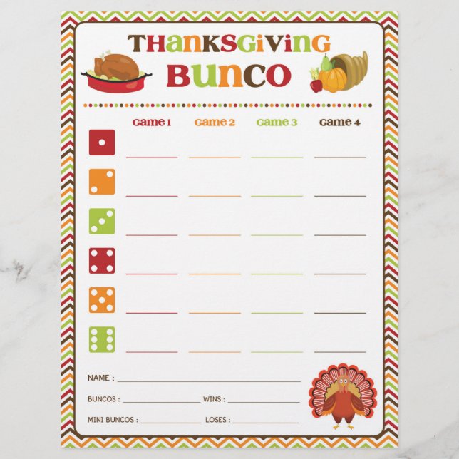 Tarjeta de puntuación de juego para el Fiesta Bunc (Anverso)