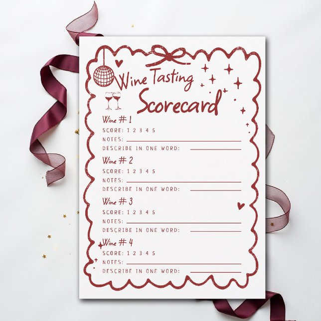 Tarjeta de puntuación para 4 catas de vino para de (winery bachelorette party invitation wine tasting scorecard girls trip weekend napa sonoma)