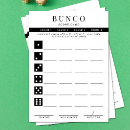 Tarjeta de puntuación simple de Bunco de cuatro ro