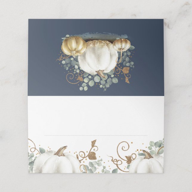 Tarjeta de Purpurina de oro para calabazas de otoñ (Exterior desplegado)
