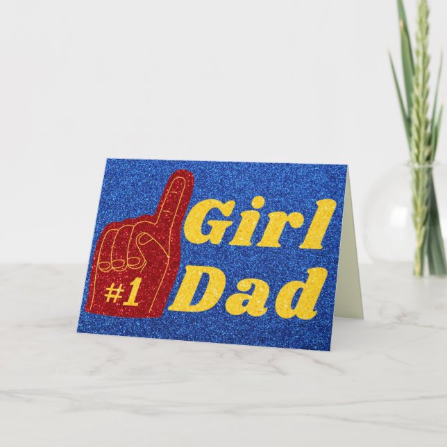 Tarjeta de Purpurina del Día del Padre Chica númer (Anverso)