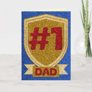 Tarjeta de Purpurina del Día del Padre de Oro #1