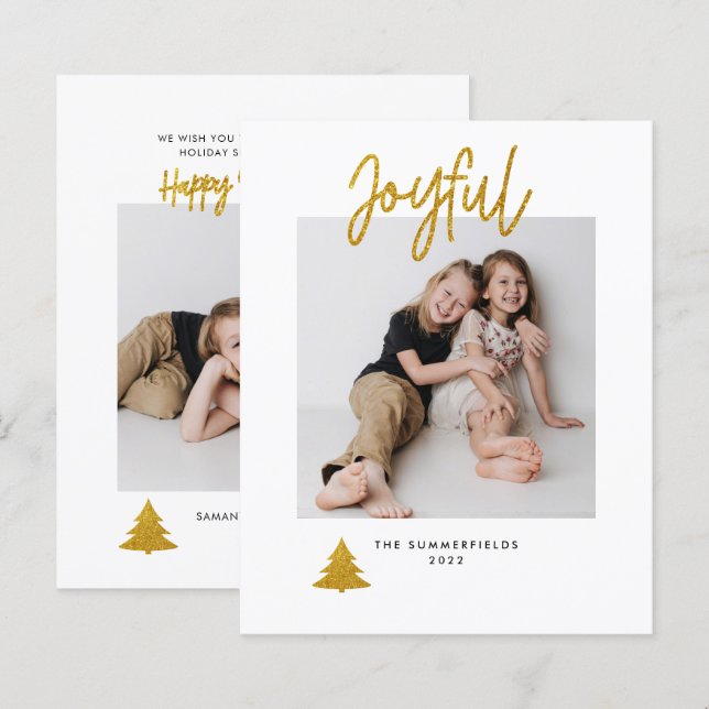 Tarjeta de Purpurina navideño de Navidades de foto (Anverso / Reverso)