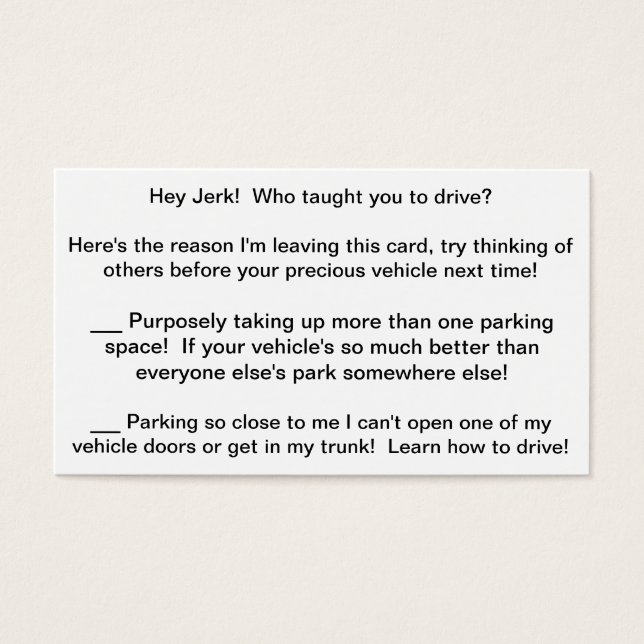 Tarjeta de quejas múltiples para dejar a los condu (Frente)