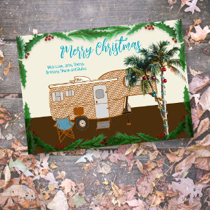 Tarjeta de quinta rueda de camping de Navidad en F